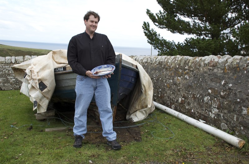 Herring Bruce Henderson holding freshly caught "Silver Darlings"